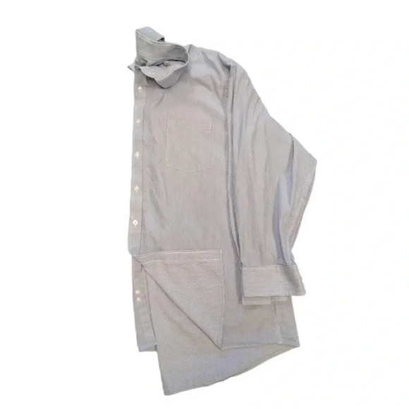 Michael Kors Big Fit White & Blue Pinstripe Dress Shirt 19 - Picture 4 of 9